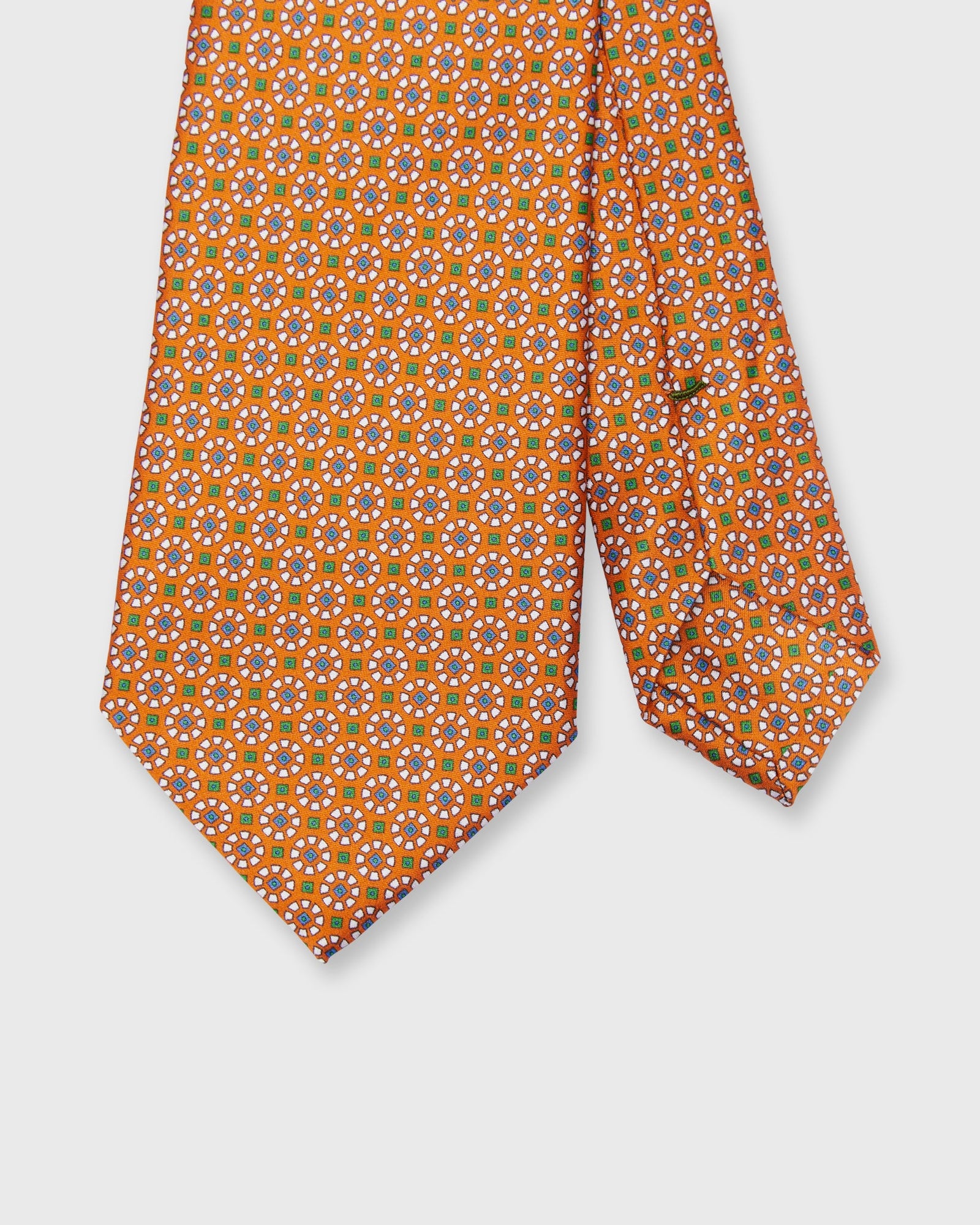 Silk Print Tie In Green Rosette Tile