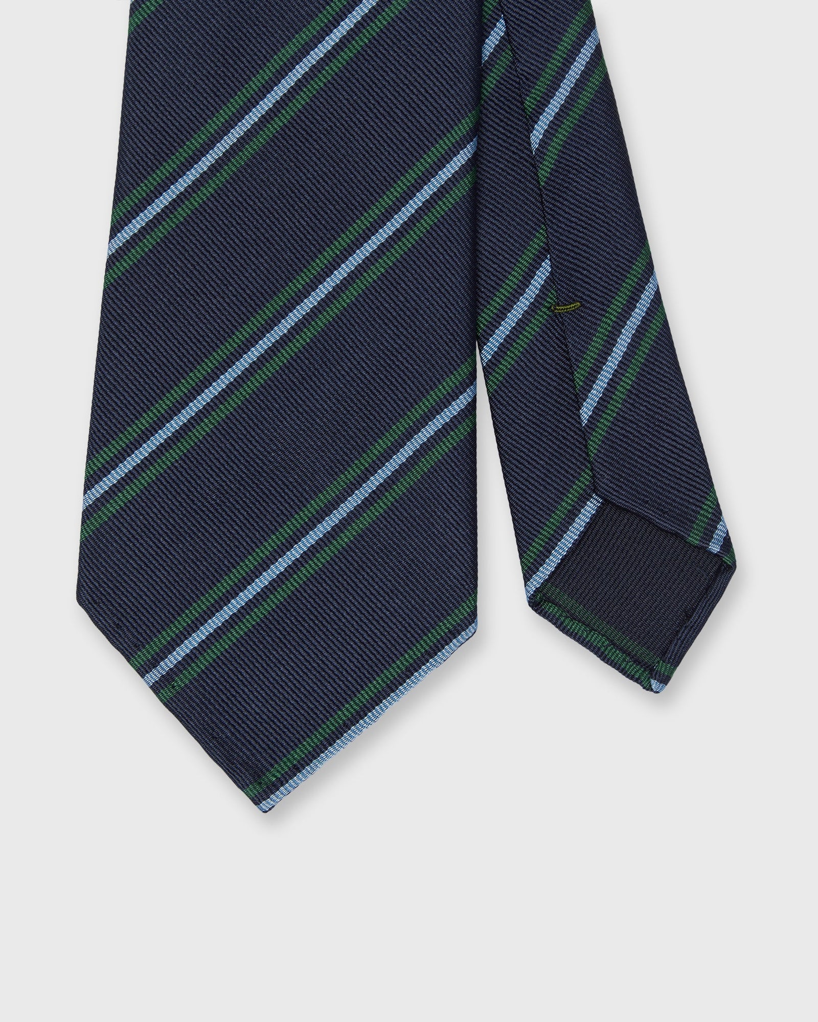 Silk Woven Tie In Lovat Sky Stripe