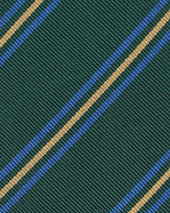 Silk Woven Tie In Lovat Ocean Gold Stripe