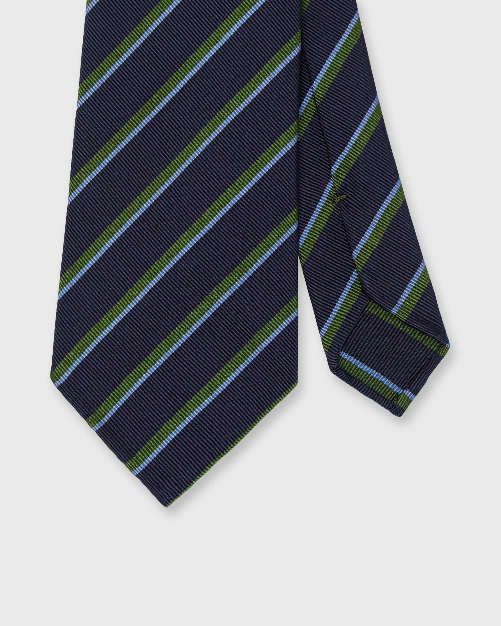 Silk Woven Tie In Green Sky Stripe