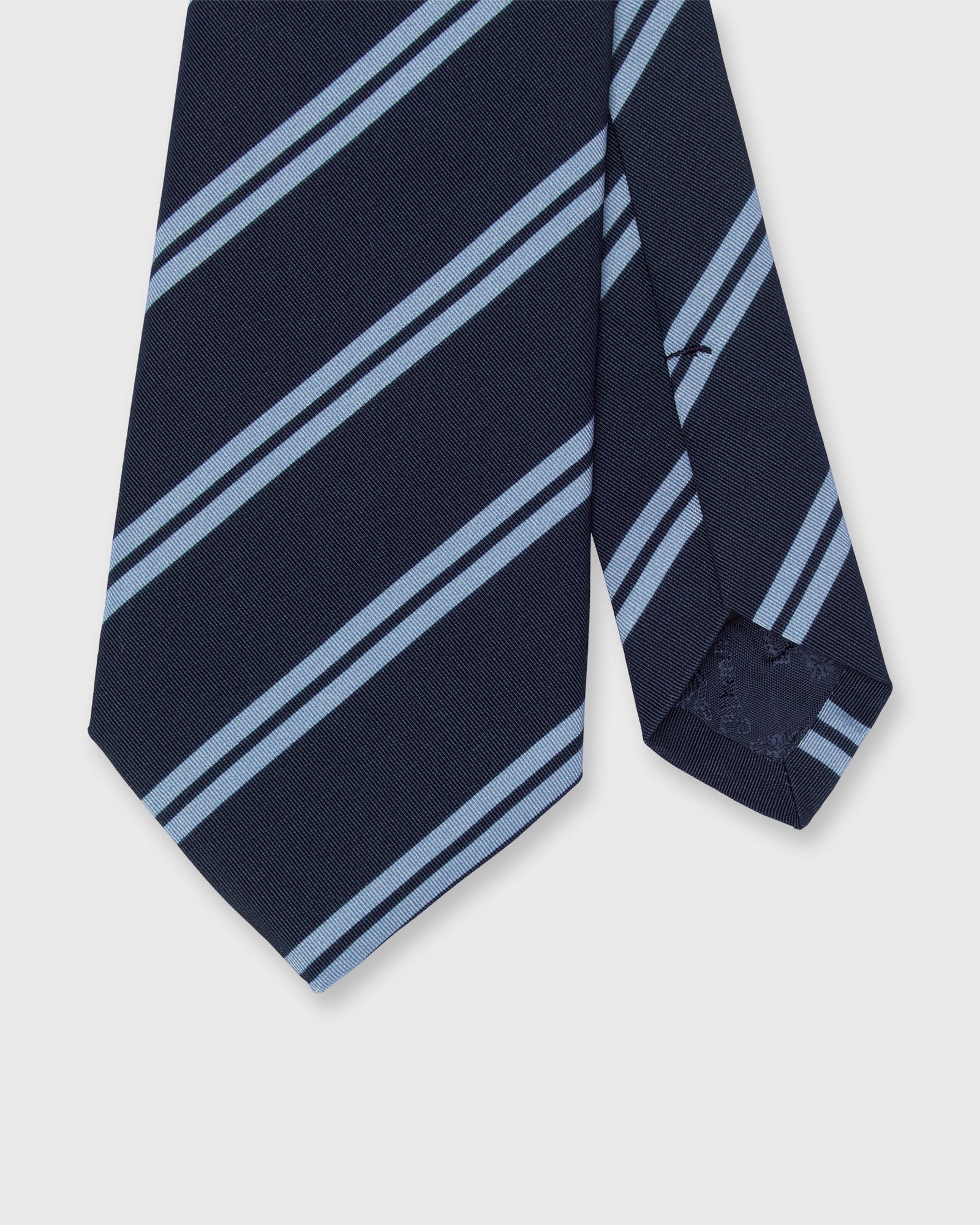 Irish Poplin Tie In Ink Sky Stripe