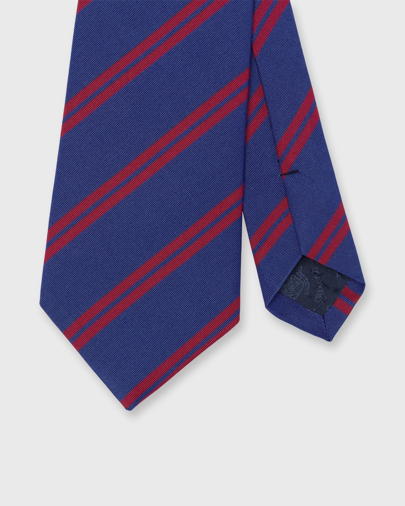 Irish Poplin Tie In Ocean Red Stripe