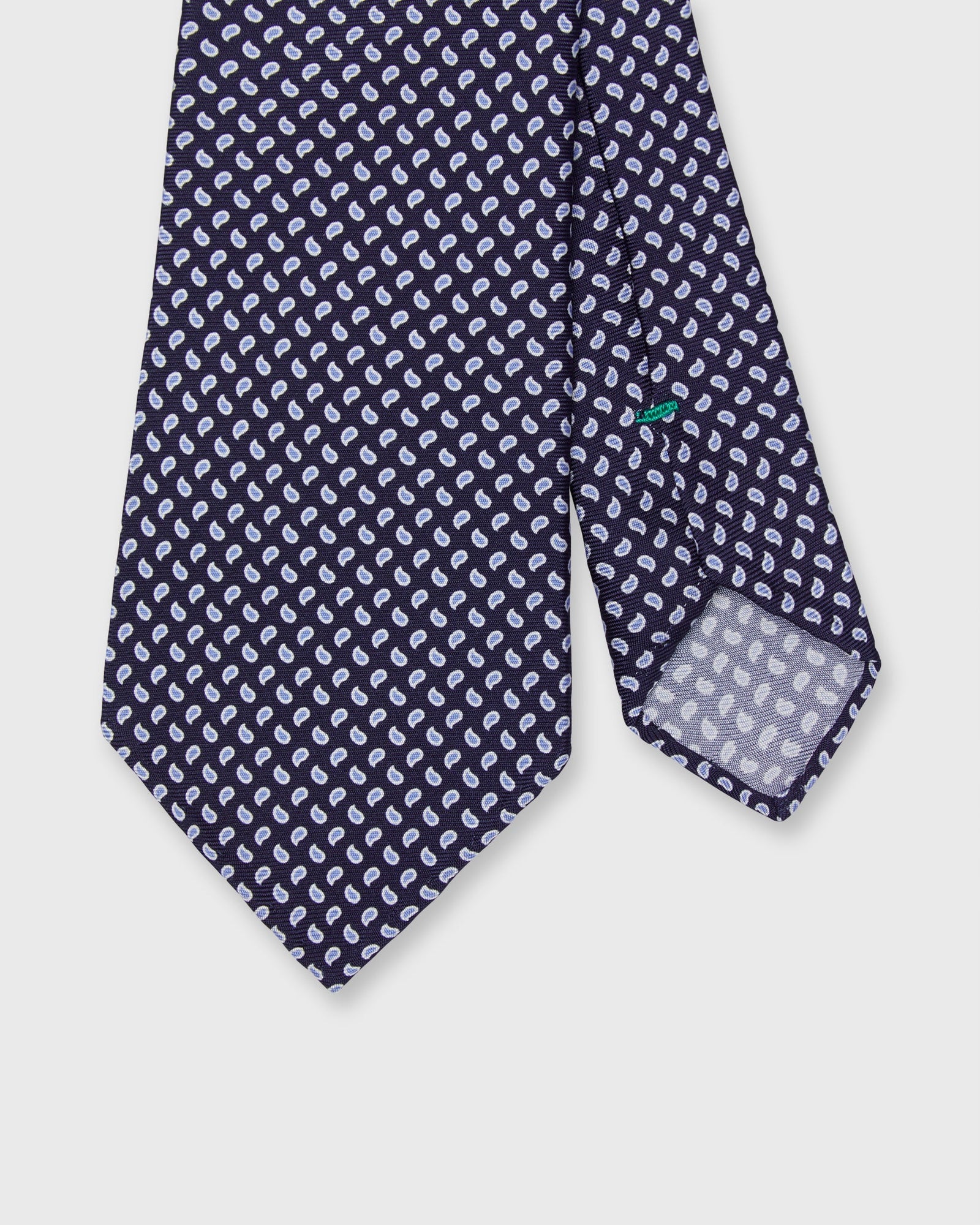 Silk Print Tie In Blue Mini Paisley