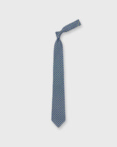 Silk Linen Print Tie In Marine Yellow Square