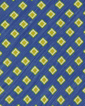Silk Linen Print Tie In Marine Yellow Square