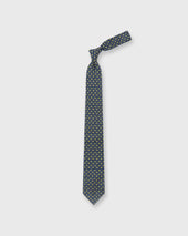 Linen Print Tie In Straw Olive Foulard