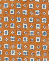 Linen Print Tie In Bone Blue Foulard