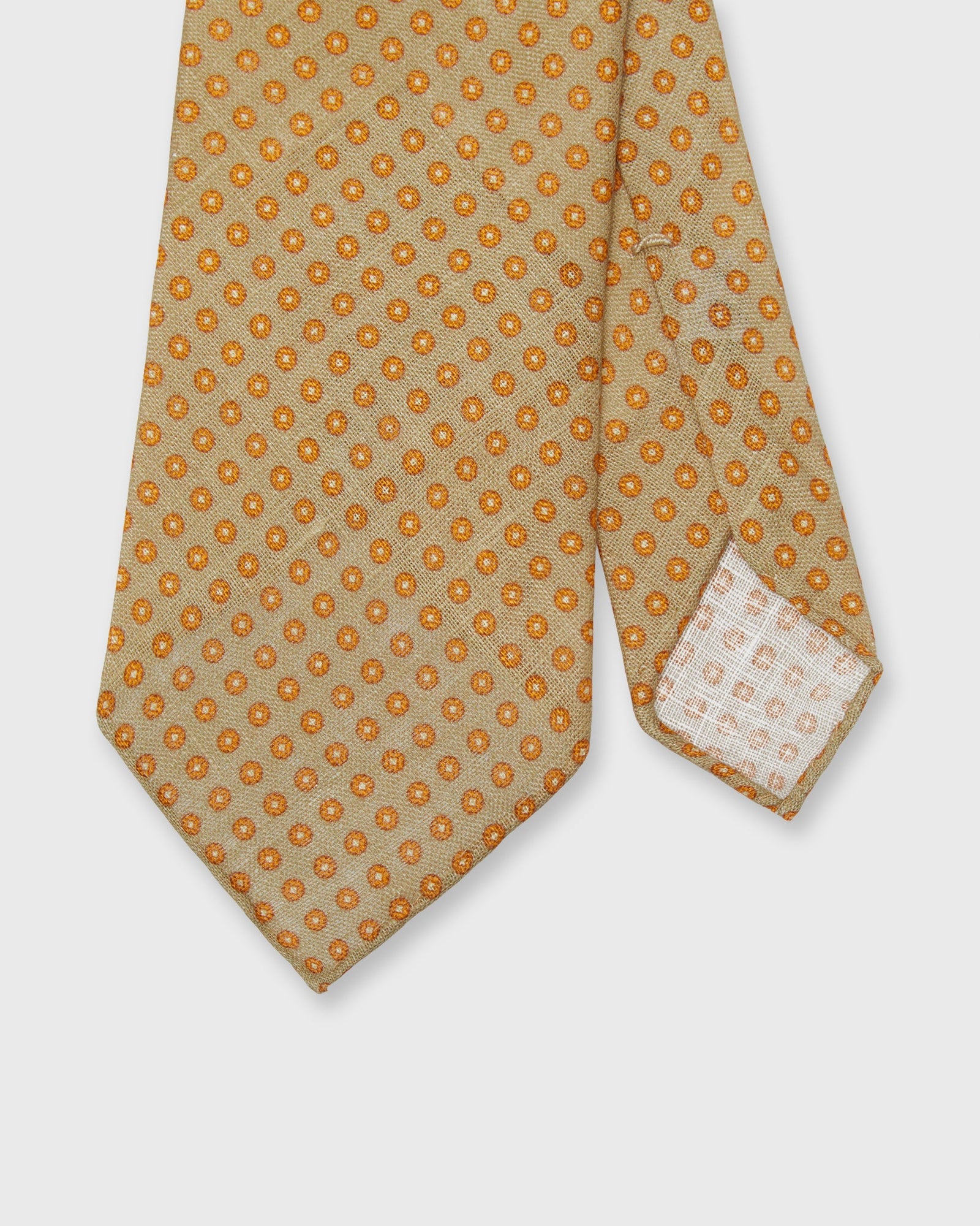 Linen Print Tie In Orange Circle