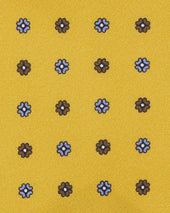 Silk Print Tie In Maize Brown Foulard