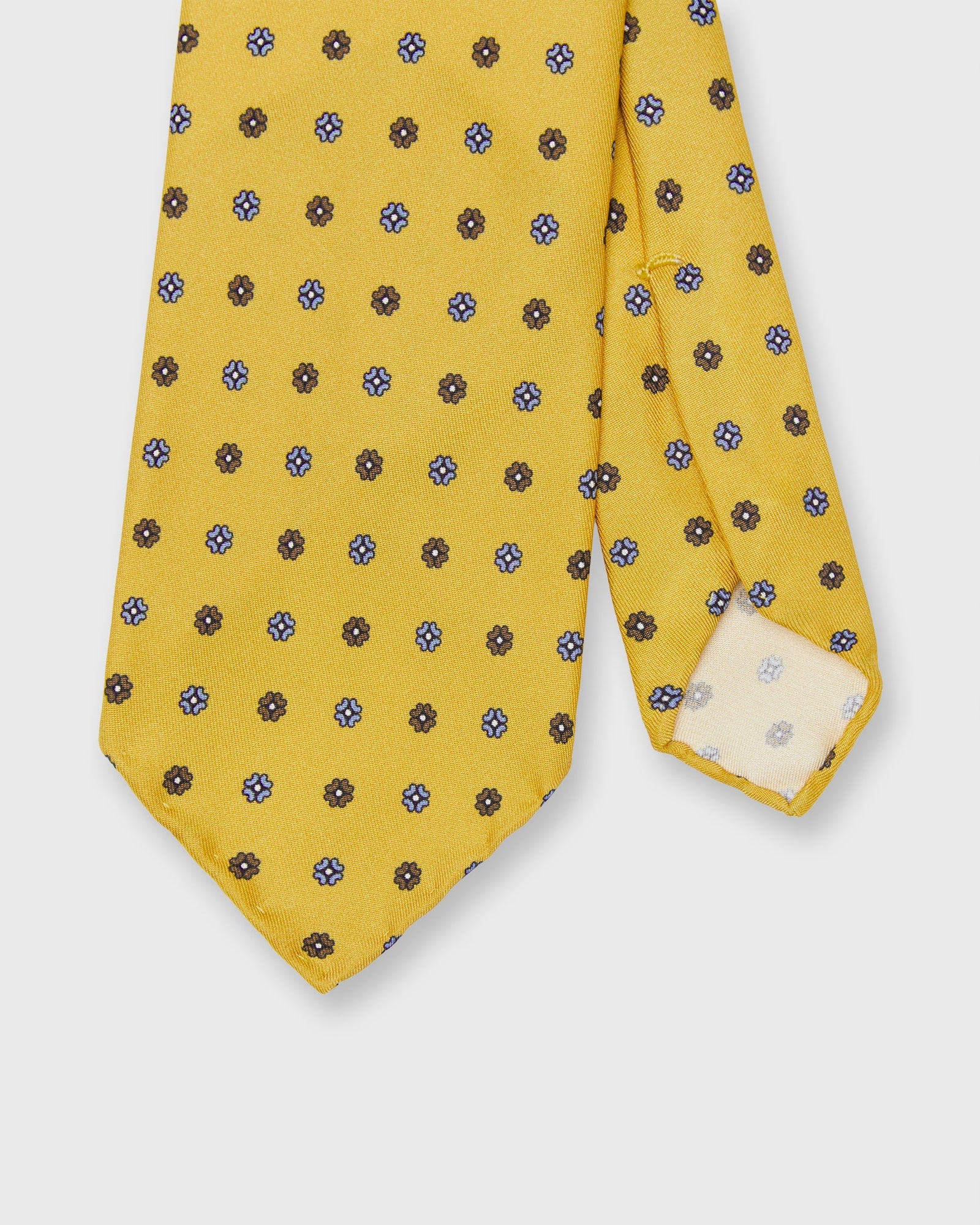Silk Print Tie In Maize Brown Foulard