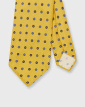 Silk Print Tie in Maize/Sky/Brown Foulard