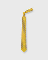 Silk Print Tie In Maize Brown Foulard