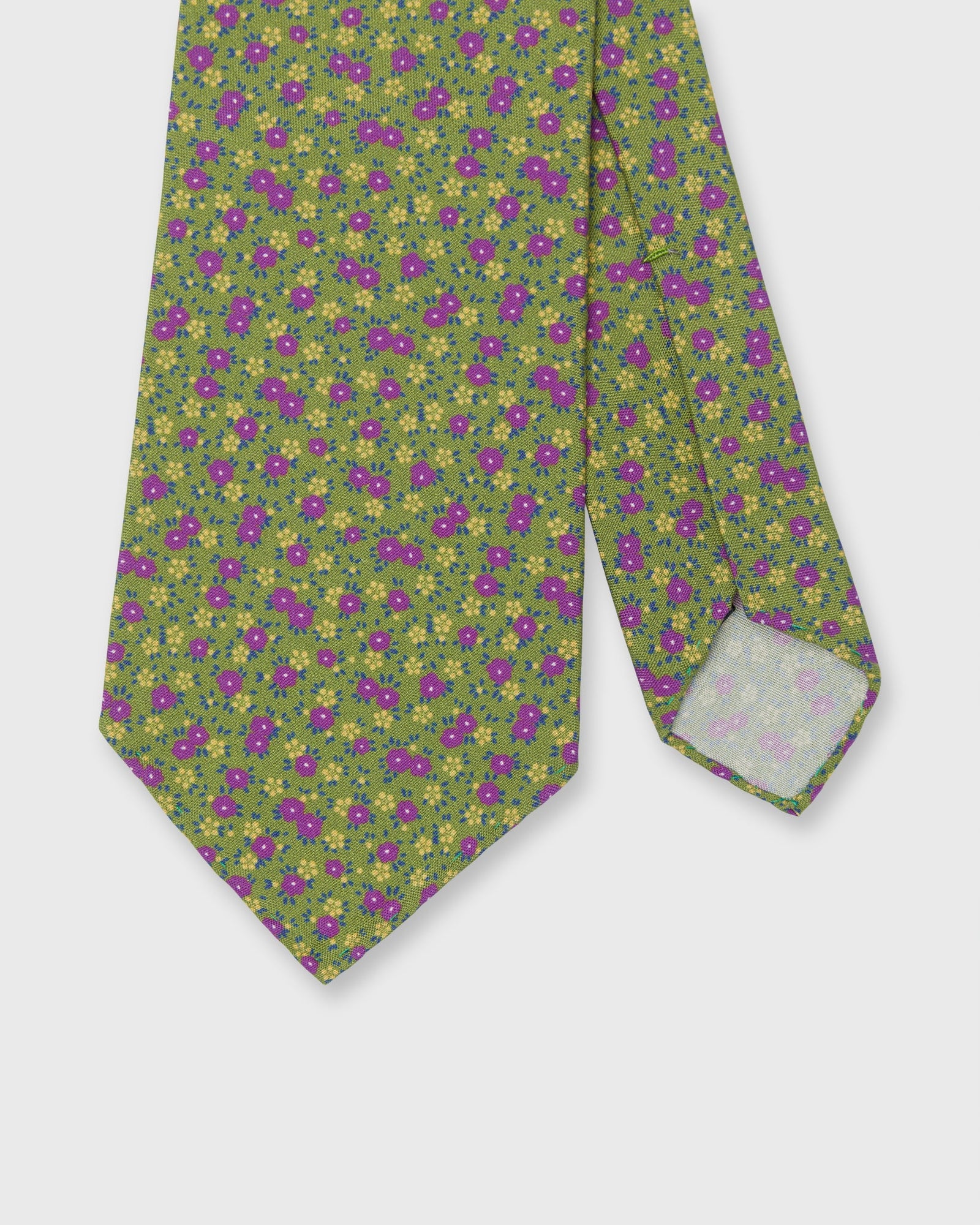 Silk Print Tie In Spring Straw Purple Floral