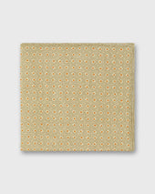 Linen Print Pocket Square in Pebble/Straw/Orange Foulard