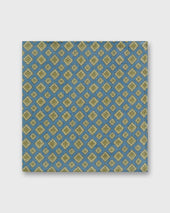 Linen Print Pocket Square in Blue/Stone Medallion