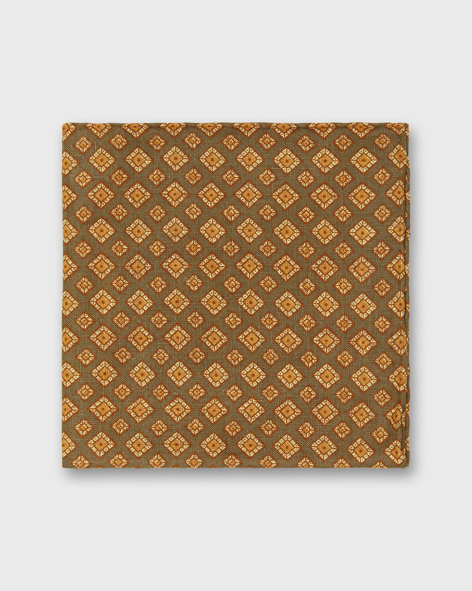 Linen Print Pocket Square In Orange Medallion