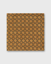 Linen Print Pocket Square in Brown/Orange Medallion