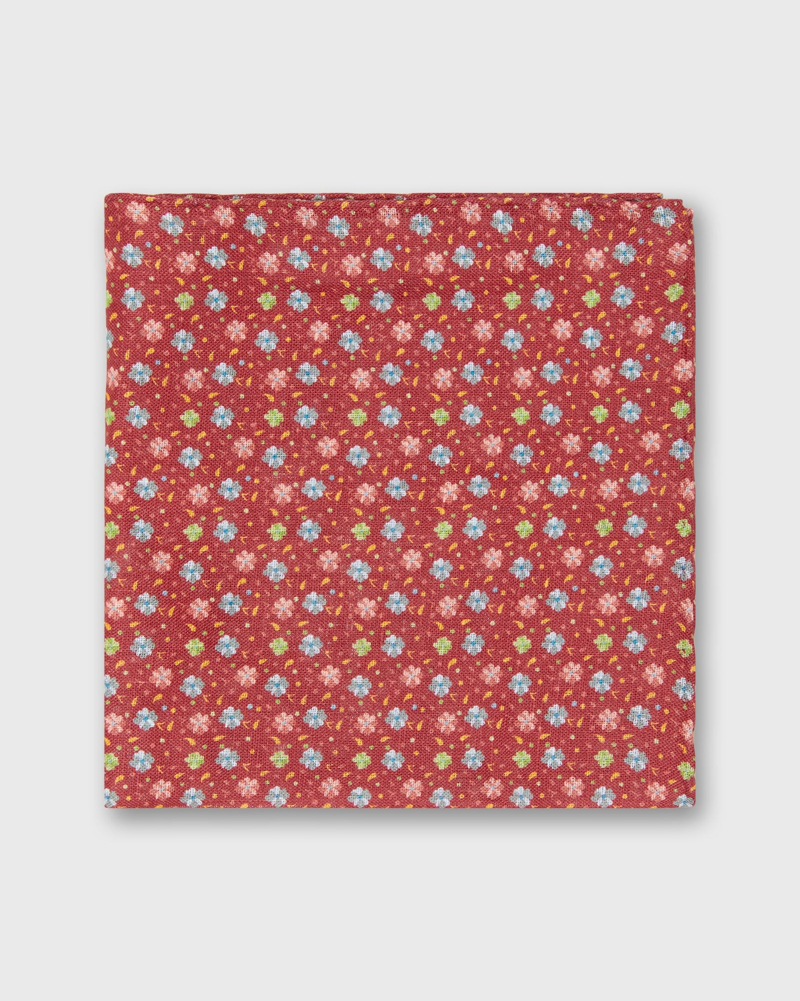 Linen Print Pocket Square In Red Sky Floral