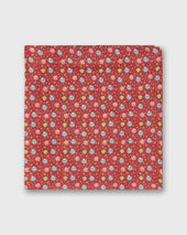 Linen Print Pocket Square in Red/Sky Floral