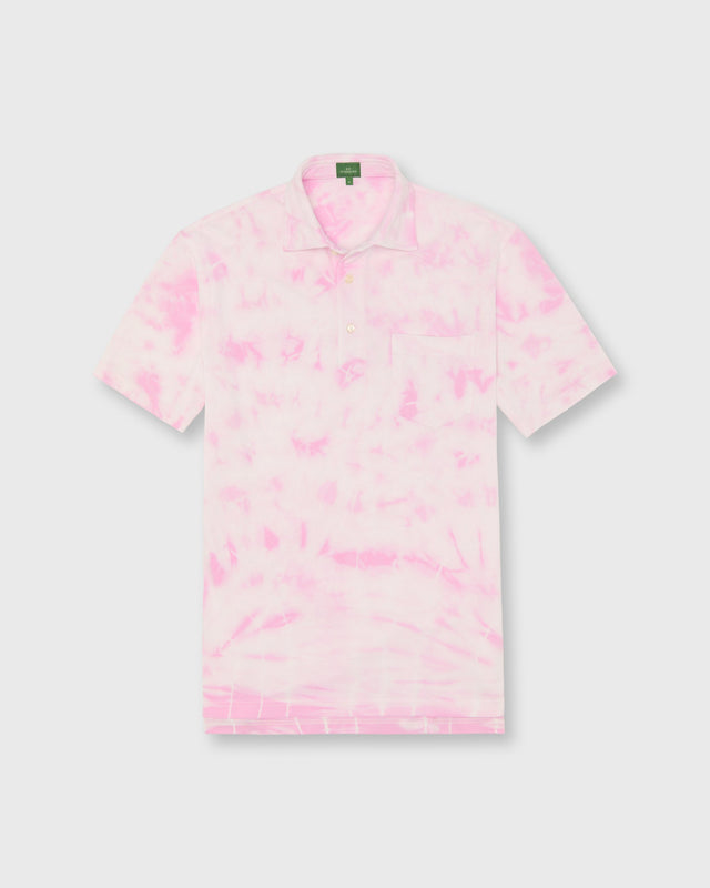 Short-Sleeved Polo in Pink/White Tie-Dye Pima Pique