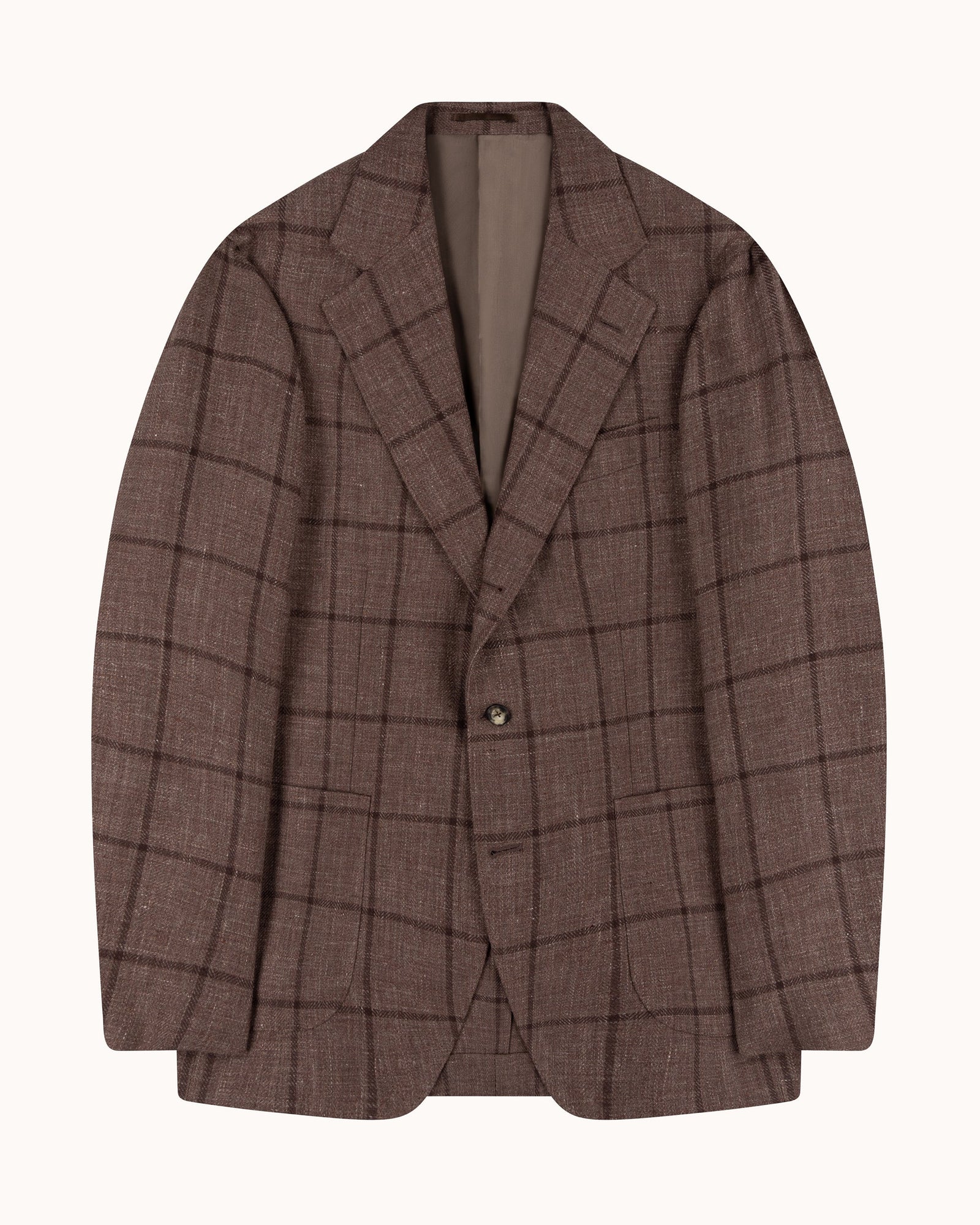 Sport Jacket - Brown Windowpane Linen Wool