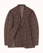 Sport Jacket - Brown Windowpane Linen Wool