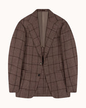 Sport Jacket - Brown Windowpane Linen Wool