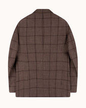 Sport Jacket - Brown Windowpane Linen Wool