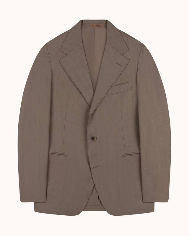Sport Jacket - Mushroom Herringbone Wool