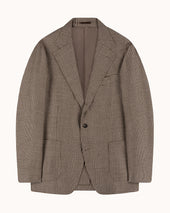 Sport Jacket - Beige Brown Glen Check Wool Linen