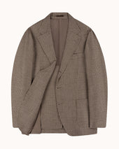 Sport Jacket - Beige Brown Glen Check Wool Linen