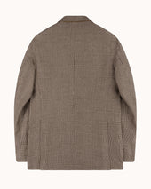 Sport Jacket - Beige Brown Glen Check Wool Linen