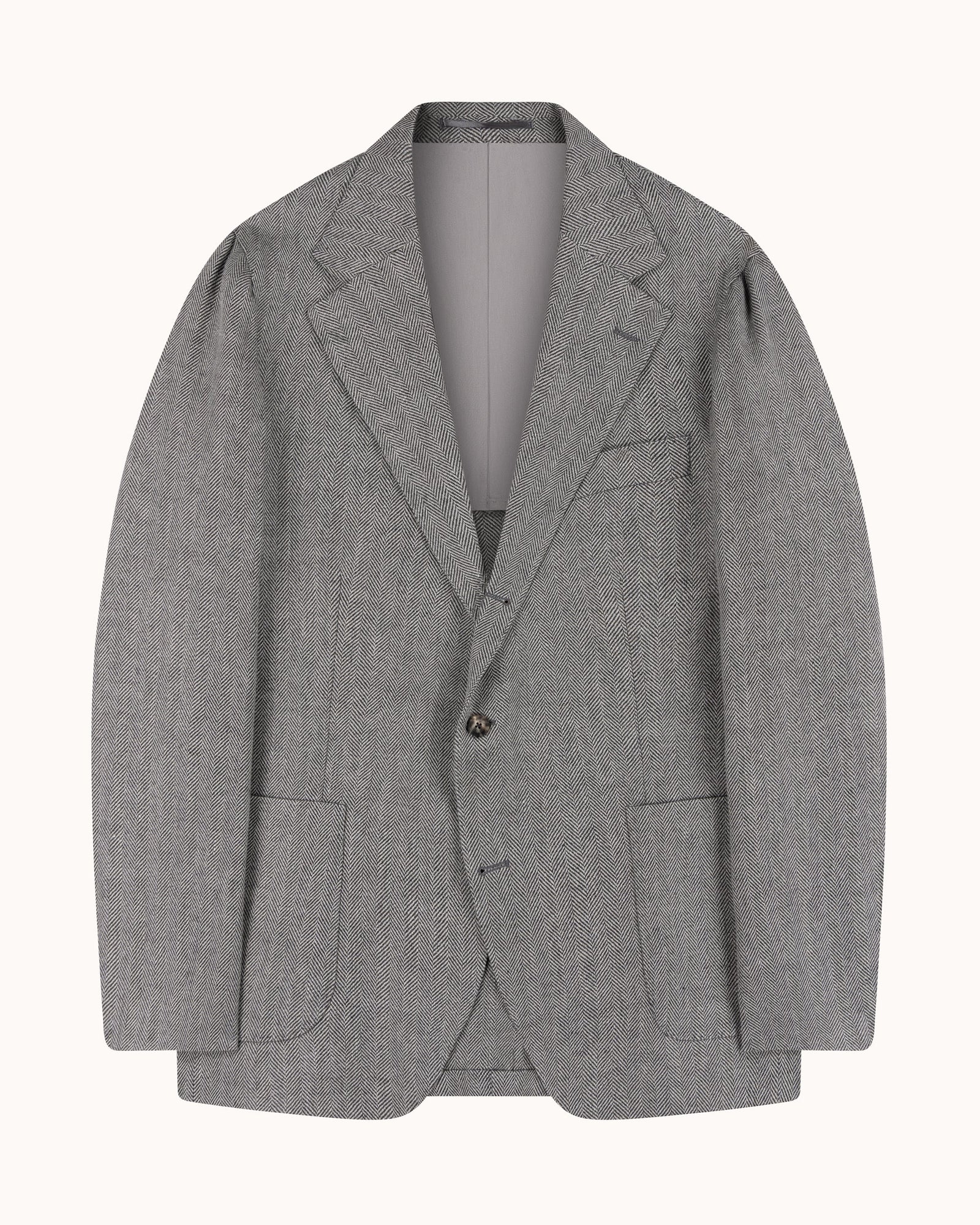Sport Jacket - Grey Herringbone Wool Linen
