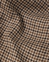 Sport Jacket - Tan Brown Houndstooth Check Wool Linen Silk