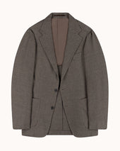 Sport Jacket - Truffle Houndstooth Wool Linen