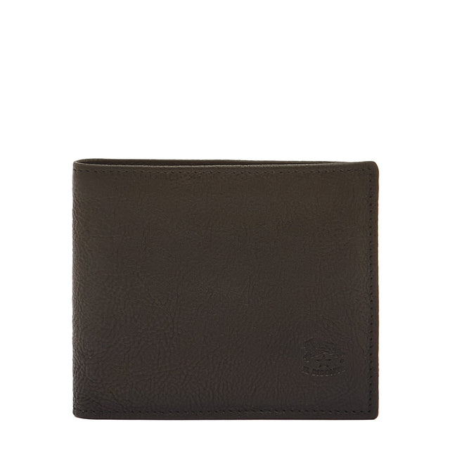Men S Bi Fold Wallet In Vintage Leather Color Black