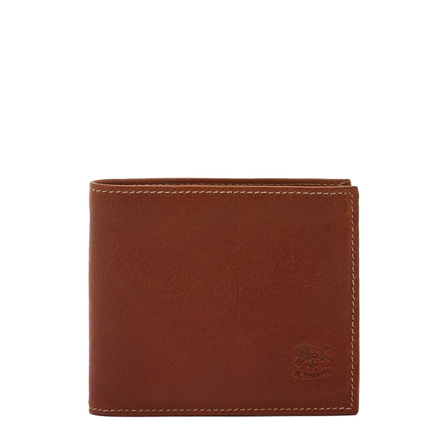 Men S Bi Fold Wallet In Vintage Leather Color Sepia