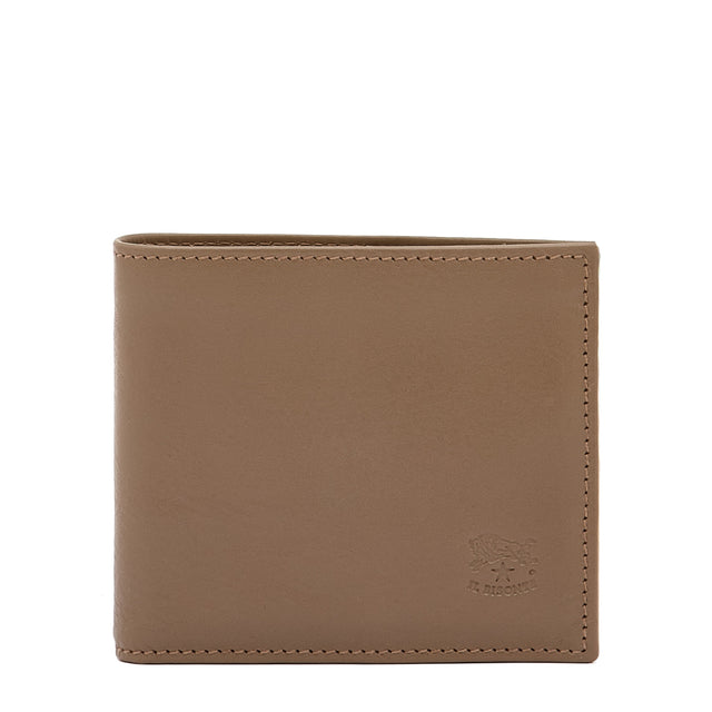 Men's bi-fold wallet in leather color light grey