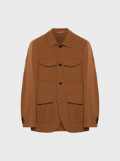 Giacca Sahariana In Seersucker Di Lana Beige