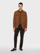 Giacca Sahariana In Seersucker Di Lana Beige