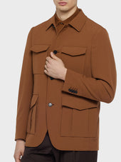 Giacca Sahariana In Seersucker Di Lana Beige