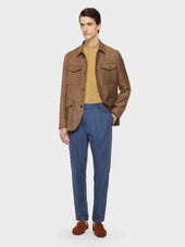 Giacca Sahariana In Lana Seta E Lino Beige