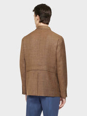 Giacca Sahariana In Lana Seta E Lino Beige