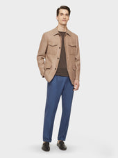 Giacca Sahariana In Lino E Lana Beige
