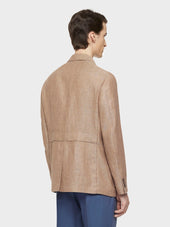 Giacca Sahariana In Lino E Lana Beige