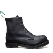 Black Greasy 8 Eye Steel Toe Derby Boot
