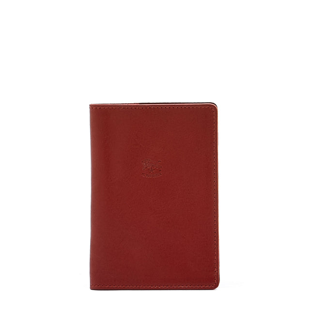 Passport holder in leather color red