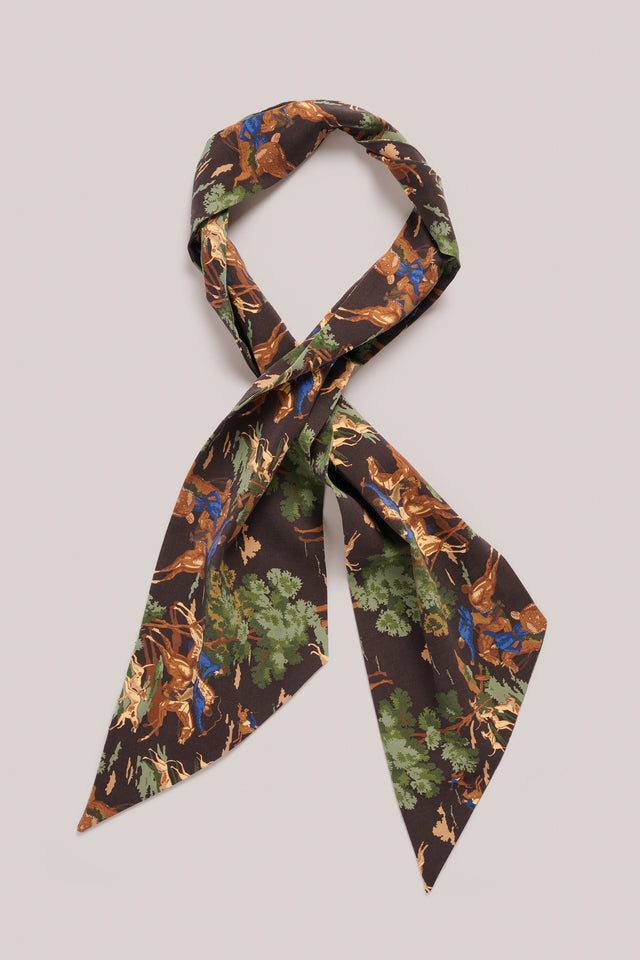 Neckerchief Bandana - Silk - Country Print - Brown
