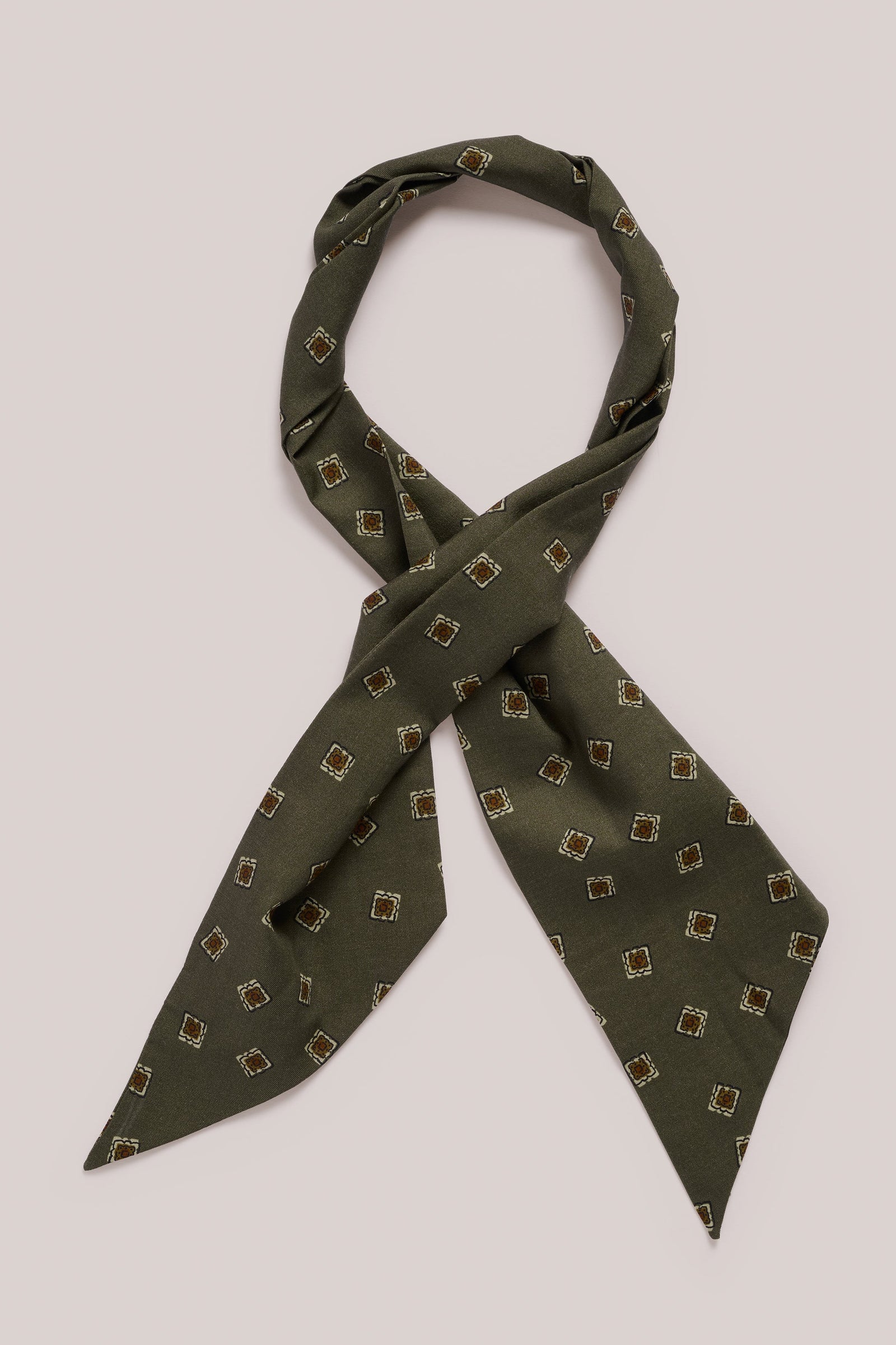 Neckerchief Bandana Silk Square Flower Green