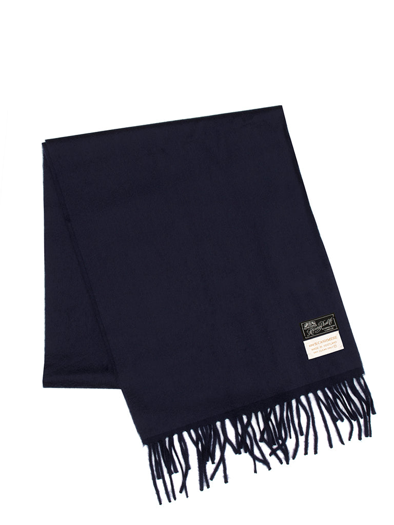 Plain cashmere navy scarf